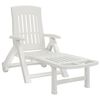 vidaXL Chaise longue pliable avec roues blanc PP