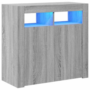 vidaXL Buffet avec lumi&egrave;res LED sonoma gris 80x35x75 cm