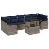 vidaXL Ensemble de canap&eacute; de jardin 8 pc Gris et marine polyrotin