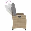 vidaXL Banc inclinable de jardin avec coussins beige r&eacute;sine tress&eacute;e