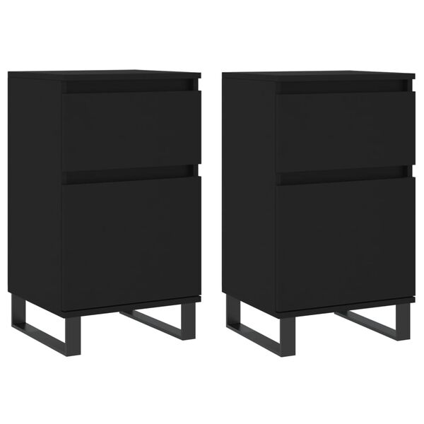 vidaXL Buffets 2 pcs noir 40x35x70 cm bois d’ingénierie