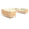 vidaXL Salon de jardin 8 pcs avec coussins cr&egrave;me Bois de pin massif