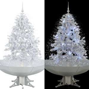 vidaXL Arbre de No&euml;l neigeux avec base de parapluie Blanc 140 cm