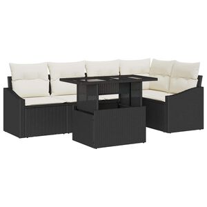 vidaXL Ensemble de canap&eacute; de jardin 6 pc Noir et Cr&egrave;me