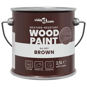 vidaXL Peinture pour bois Marron 2,5 L Impression murale