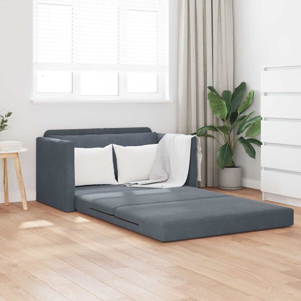 vidaXL Canap&eacute;-lit pliant Gris fonc&eacute; 124 x 71 x 78 cm Velours