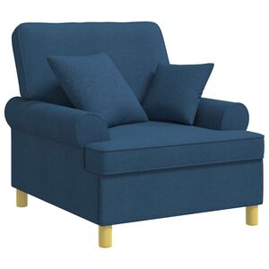 vidaXL Fauteuil XL avec coussins Bleu Tissu