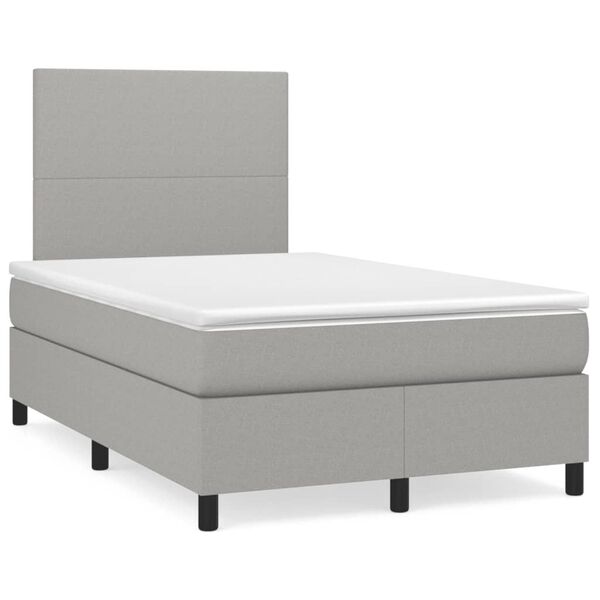 vidaXL Sommier &agrave; lattes de lit et matelas gris clair 120x190 cm tissu