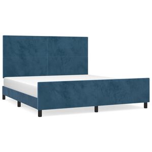 vidaXL Cadre de lit sans matelas bleu fonc&eacute; velours