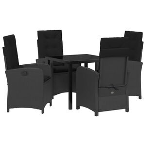 vidaXL Ensemble de salle &agrave; manger pour jardin 5 pc Noir polyrotin