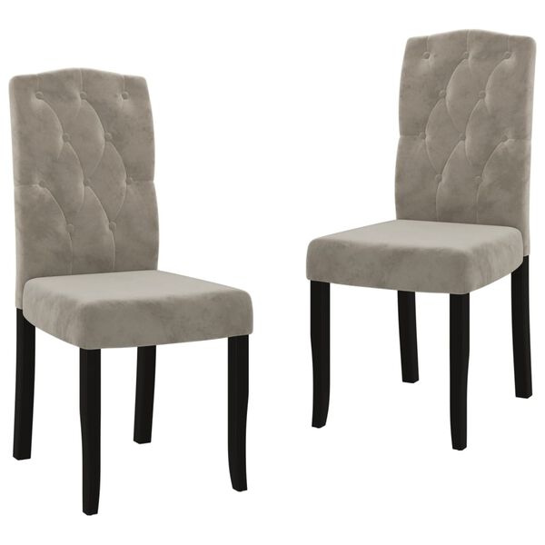 vidaXL Chaises &agrave; manger lot de 2 Gris clair Velours