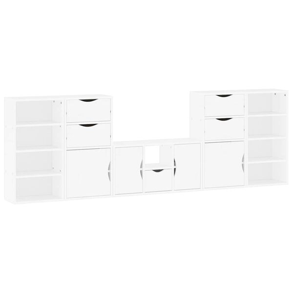 vidaXL Meubles TV 5 pcs avec rangement ODDA blanc bois de pin massif