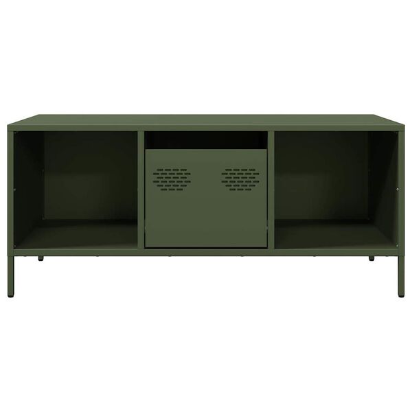 vidaXL Table basse vert olive 101,5x50x43,5 cm acier lamin&eacute; &agrave; froid