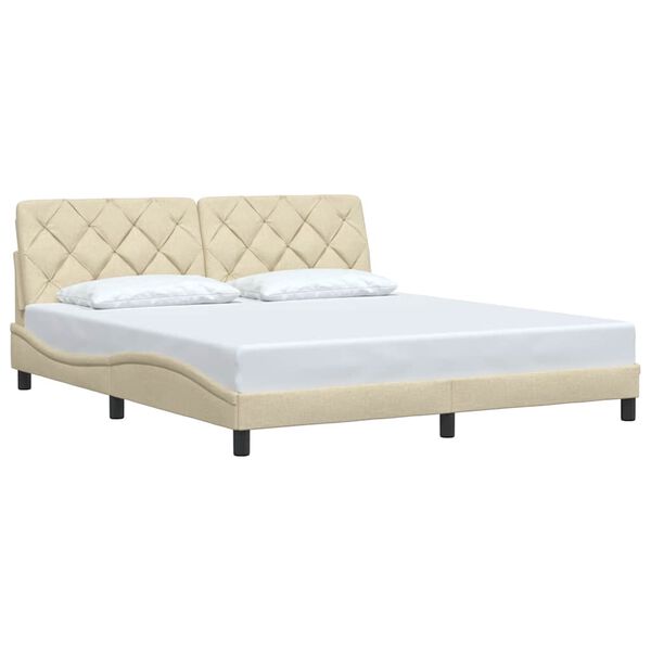 vidaXL Cadre de lit sans matelas cr&egrave;me 180x200 cm tissu