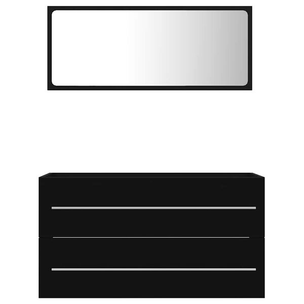 vidaXL Ensemble de meubles de salle de bain 2 pcs Noir Agglom&eacute;r&eacute;