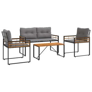 vidaXL Ensemble de meubles d'extérieur avec coussin 4 pcs Gris clair