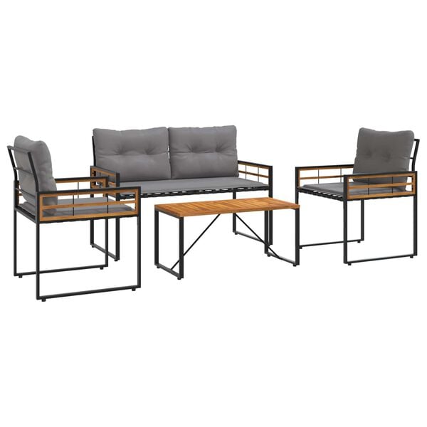 vidaXL Ensemble de meubles d'extérieur avec coussin 4 pcs Gris clair