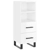 vidaXL Buffet haut Blanc brillant 34,5x34x180 cm Bois d'ing&eacute;nierie