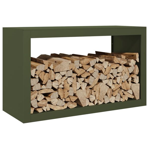 vidaXL Portant de bois de chauffage vert 100x40x60 cm acier