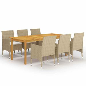 vidaXL Ensemble &agrave; manger de jardin 7 pcs Beige