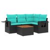 vidaXL Ensemble de canap&eacute; de jardin 5 pcs avec coussins noir r&eacute;sine tress&eacute;e