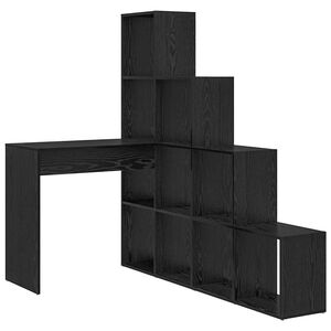 vidaXL Bureau d'angle avec &eacute;tag&egrave;re Ch&ecirc;ne noir 101,5 x 149,5 x 149,5 cm