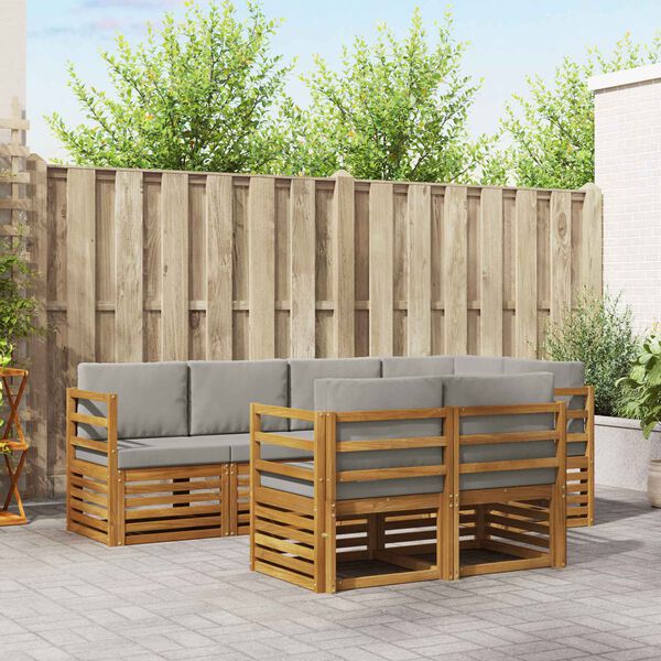 vidaXL Ensemble de canap&eacute; d'angle 7 pcs Gris Naturel et Clair