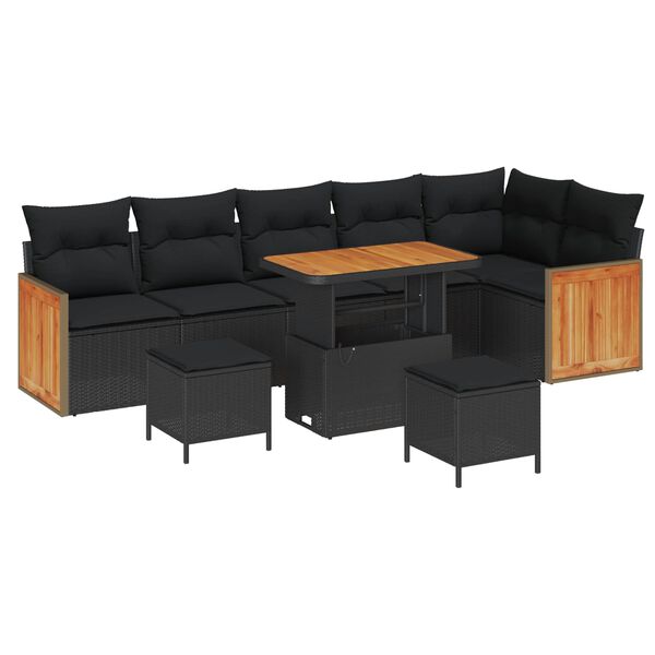 vidaXL Ensemble de canap&eacute; de jardin avec coussin 9 pcs Noir