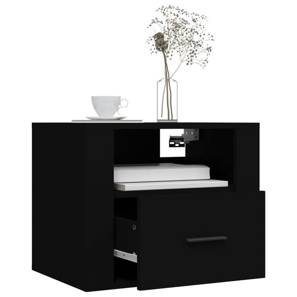 vidaXL Tables de chevet murales 2 pcs Noir 50x36x40 cm