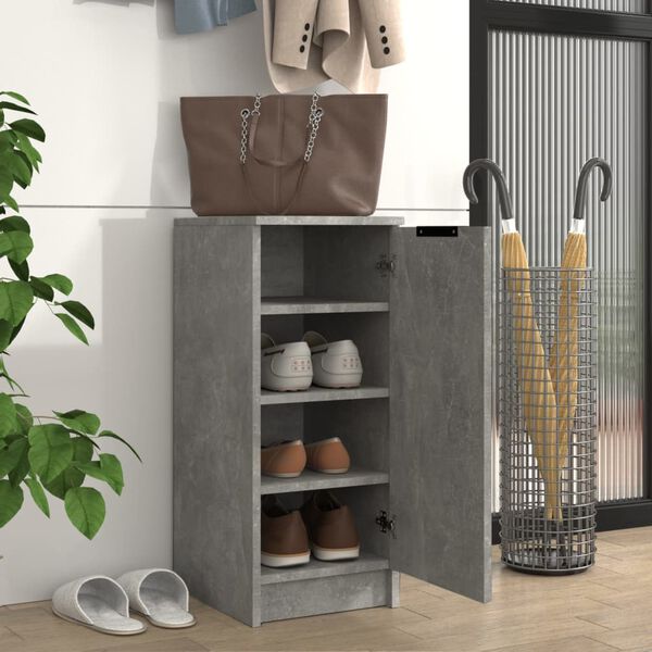 vidaXL Armoire &agrave; chaussures Gris b&eacute;ton 30x35x70 cm Bois d'ing&eacute;nierie