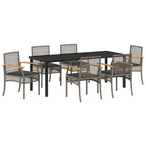vidaXL Ensemble de salle &agrave; manger pour jardin 7 pc Gris et Noir Rotin