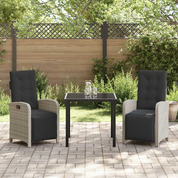 vidaXL Ensemble de salle &agrave; manger pour jardin 3 pcs Gris clair