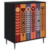 vidaXL Commode ESSEN Imprim&eacute; tournesol 66 x 36,5 x 76 cm Ch&ecirc;ne noir