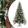 vidaXL Sapin de No&euml;l avec pommes de pin Vert et blanc 225 cm PVC et PE
