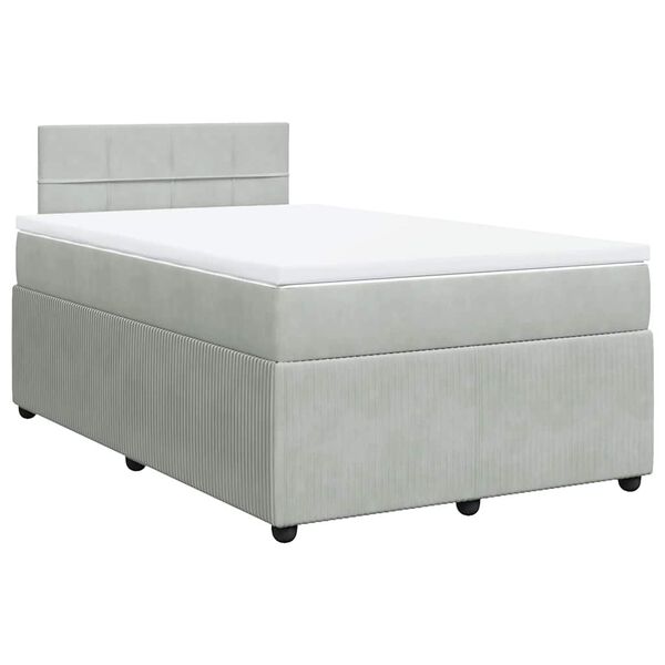 vidaXL Sommier &agrave; lattes de lit et matelas Gris clair 120x200cm Velours