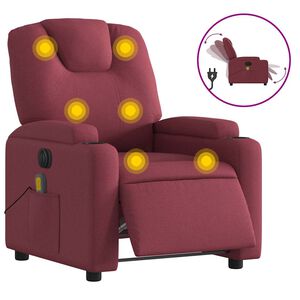 vidaXL Fauteuil de massage inclinable &eacute;lectrique Rouge bordeaux Tissu
