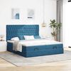 vidaXL Cadre de lit ottoman avec matelas bleu fonc&eacute; 200x200 cm velours