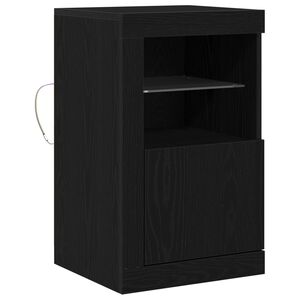 vidaXL Buffet LED Ch&ecirc;ne noir 41 x 37 x 67 cm Bois d'ing&eacute;nierie