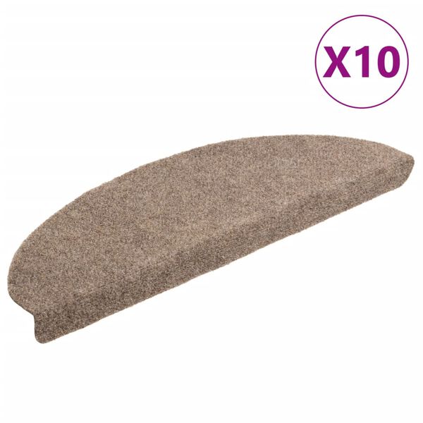 vidaXL Tapis d'escalier auto-adh&eacute;sifs 10 pi&egrave;ces 65 x 21 x 4 cm Beige Demi-rond Grand