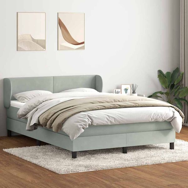 vidaXL Sommier &agrave; lattes de lit et matelas gris clair 140x210cm velours