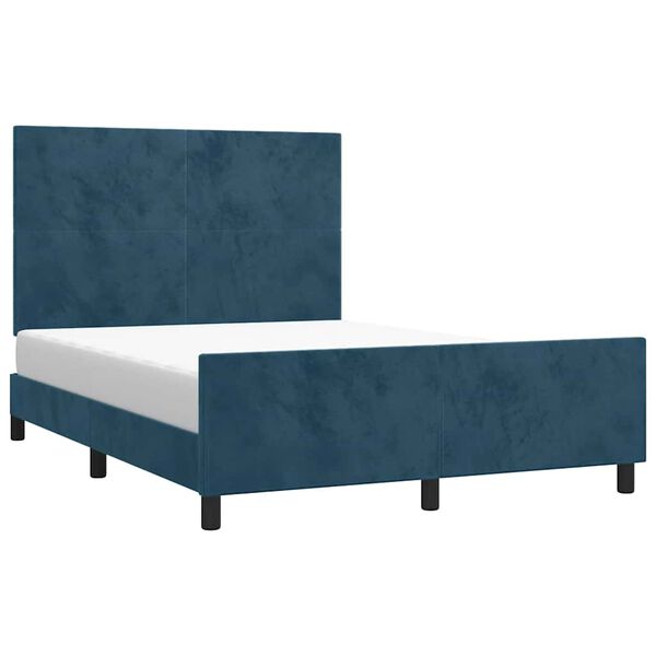 vidaXL Cadre de lit sans matelas bleu fonc&eacute; 140x190 cm velours