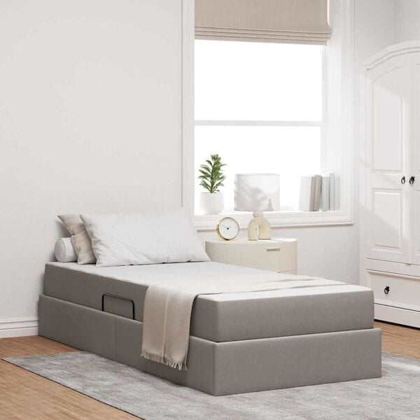 vidaXL Lit avec rangement et matelas Taupe 90 x 200 cm Polyester