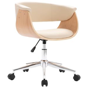 vidaXL Chaise pivotante &agrave; manger Cr&egrave;me Bois courb&eacute; et Similicuir