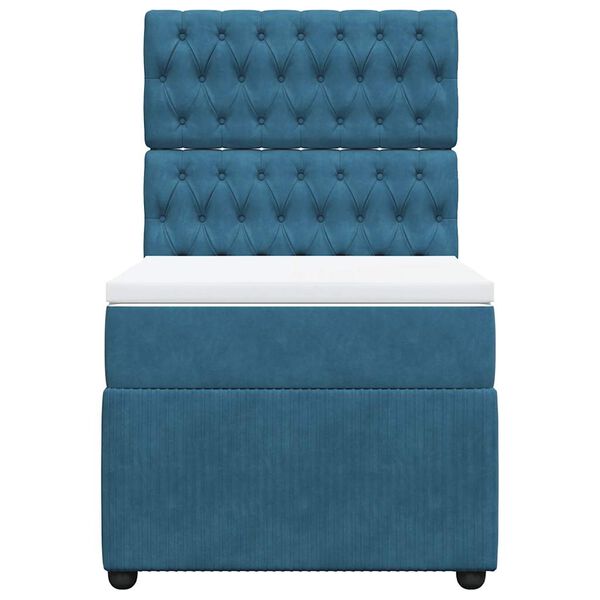 vidaXL Sommier &agrave; lattes de lit avec matelas Bleu fonc&eacute; 90x190 cm