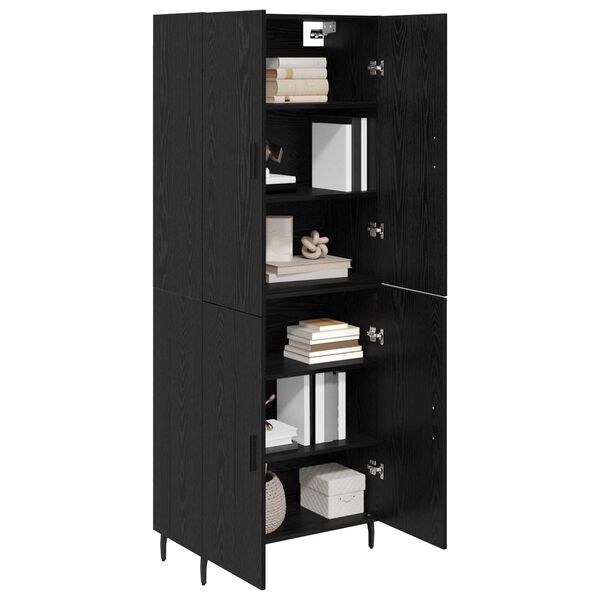vidaXL Haut Armoire 2 pcs Ch&ecirc;ne noir Bois Agglom&eacute;r&eacute; et Verre