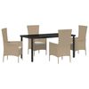 vidaXL Ensemble de salle &agrave; manger pour jardin 5 pcs Beige polyrotin