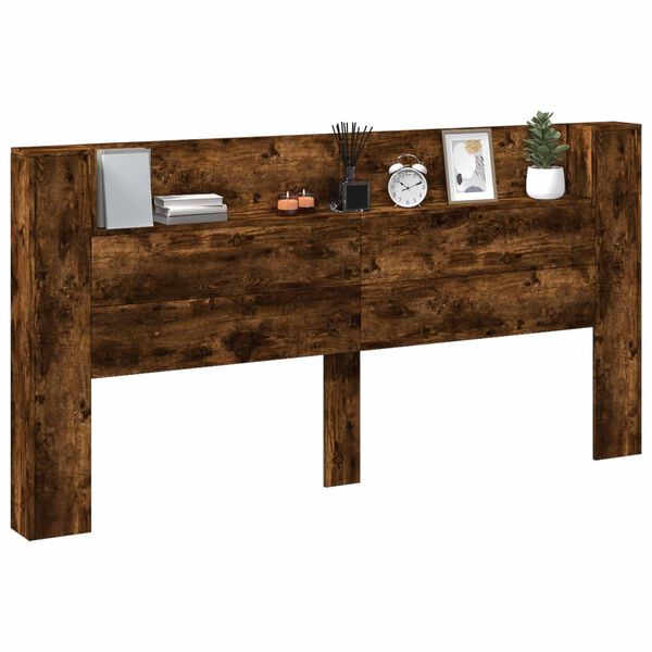 vidaXL T&ecirc;te de lit Ch&ecirc;ne fum&eacute; 200 x 16,5 x 103,5 cm Bois d'ing&eacute;nierie