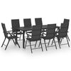 vidaXL Ensemble &agrave; manger de jardin 9 pcs noir