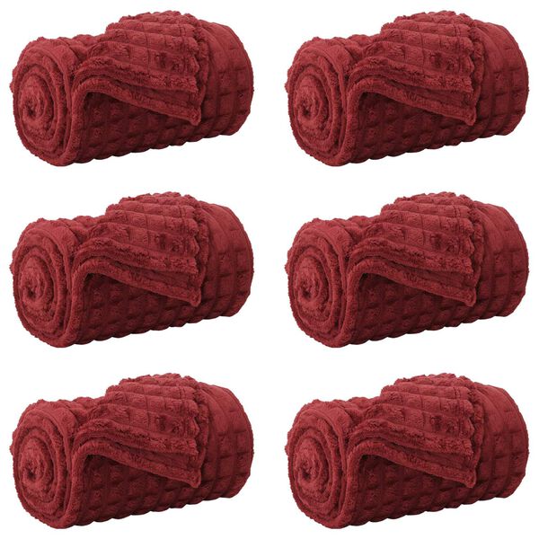 vidaXL Couvertures &agrave; jeter 6 pcs Rouge Bordeaux 270 x 240 cm Toison
