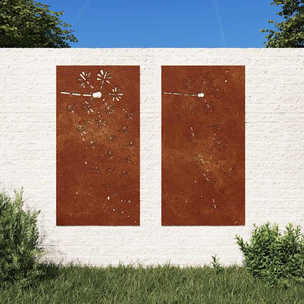 vidaXL D&eacute;corations murales de jardin 2pcs 105x55 cm design de fleur